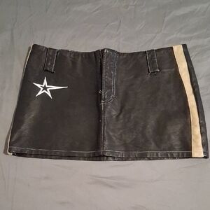 Fashion Nova Black Leather Trim Skirt